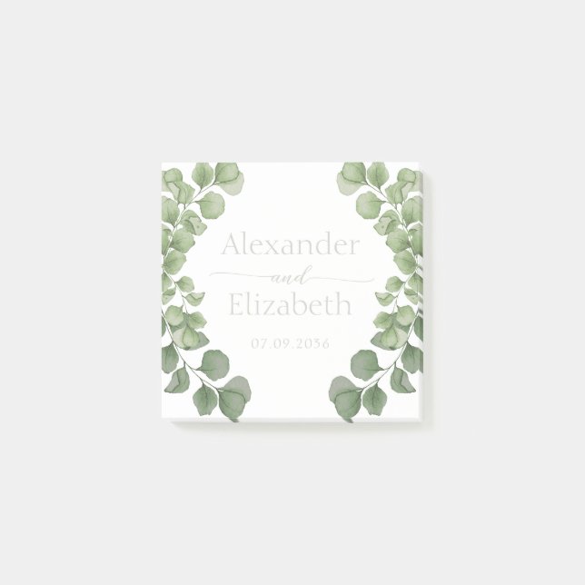Post-it® Cadeau de mariage écriture verte sauge eucalyptus (Devant)