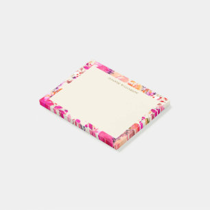 Post-it® Cadeau de mariage élégant à fleurs rose chaud