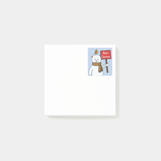 Post-it® Cadeau de Noël d'ours polaire et de rouge-gorge (Devant)