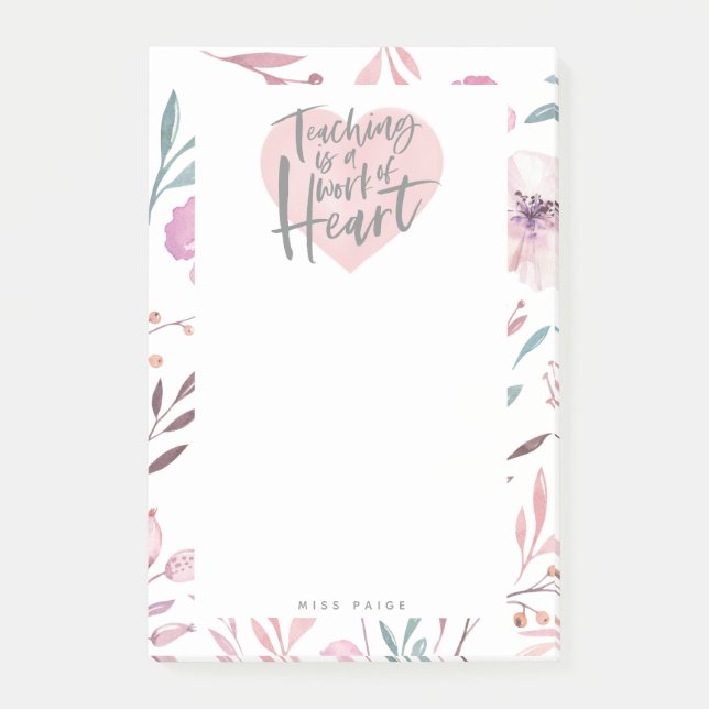 Post-it® Cadeau enseignant aquarelle coeur (Devant)