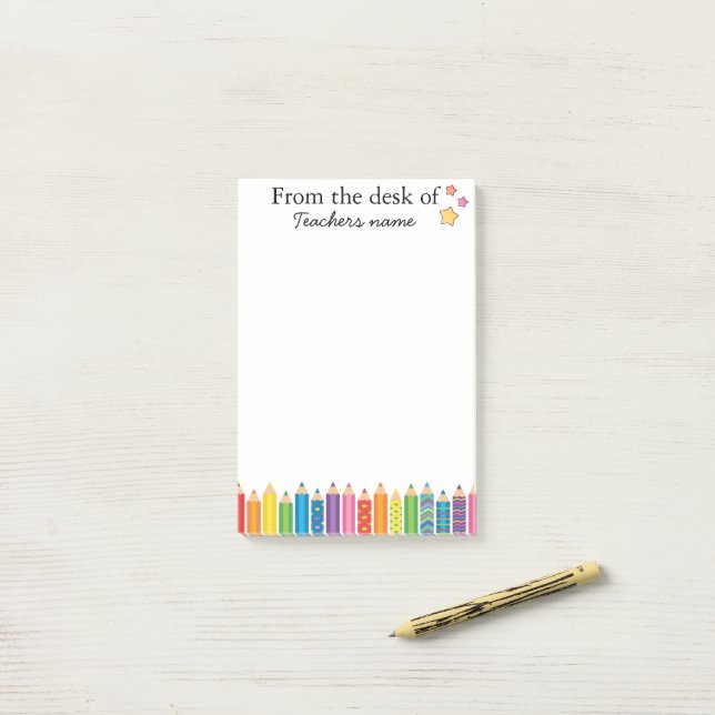 Post-it® Cadeau personnalisé pour enseignant De la part de (Sur un bureau)