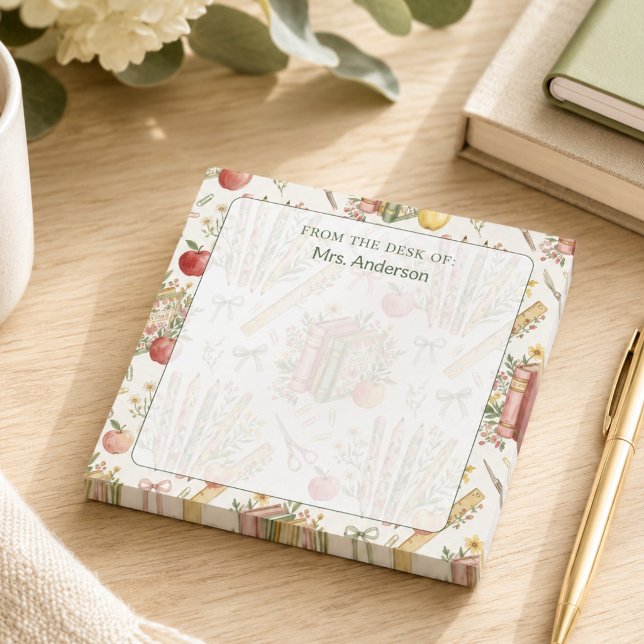 Post-it® Cadeau personnalisé pour l'enseignant Fleurs de bu (Créateur téléchargé)