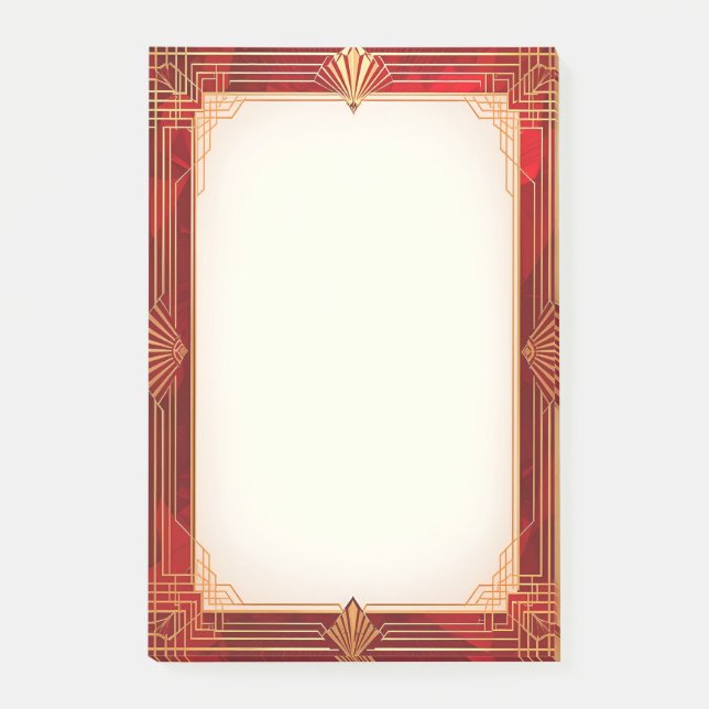 Post-it® Cadre Art Déco doré sur fond rouge (Devant)