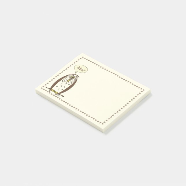 Post-it® Cadre cardiaque de la Chouette de dessin Kooky (Incliné)