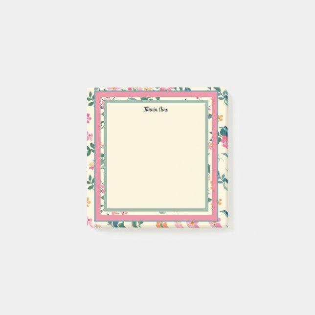 Post-it® Cadre de fleurs avec Arrière - plan jaune (Devant)