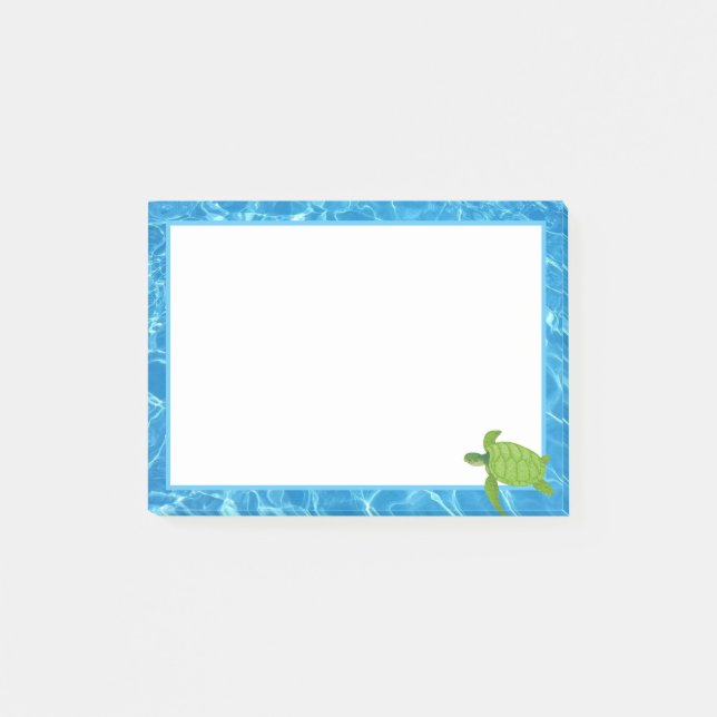 Post-it® Cadre de Tortue de Mer Mignonne & Eau (Devant)
