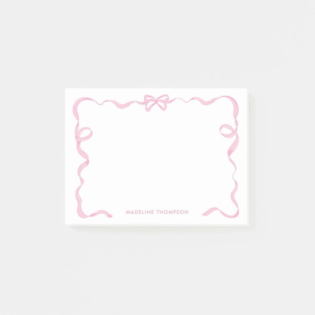 Post-it® Cadre en ruban rose chic pour fille (Devant)
