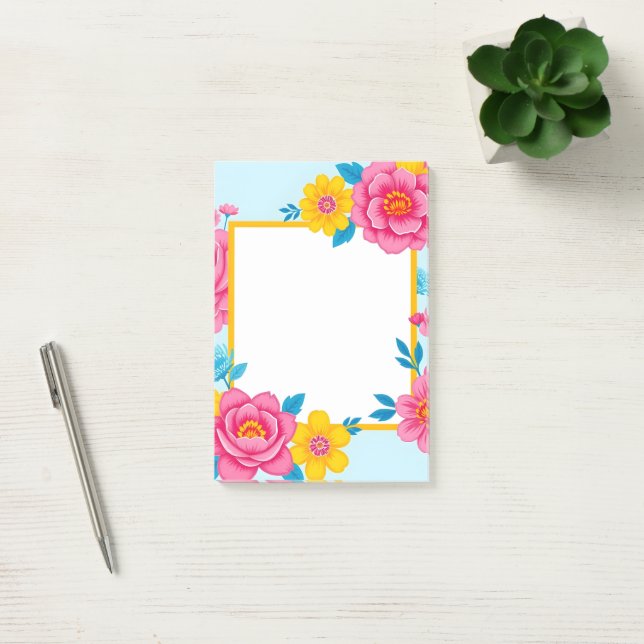 Post-it® Cadre floral avec des fleurs vibrantes (Bureau)