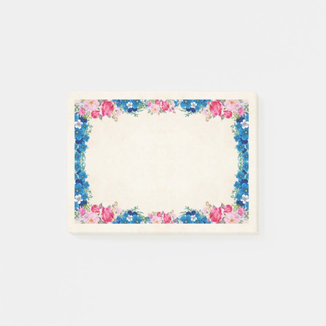Post-it® Cadre rose et bleu Fleur Fleur Faisant (Devant)