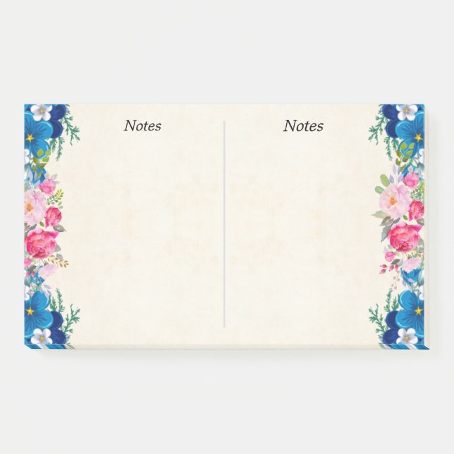 Post-it® Cadre rose et bleu Fleur Fleur Faisant (Devant)