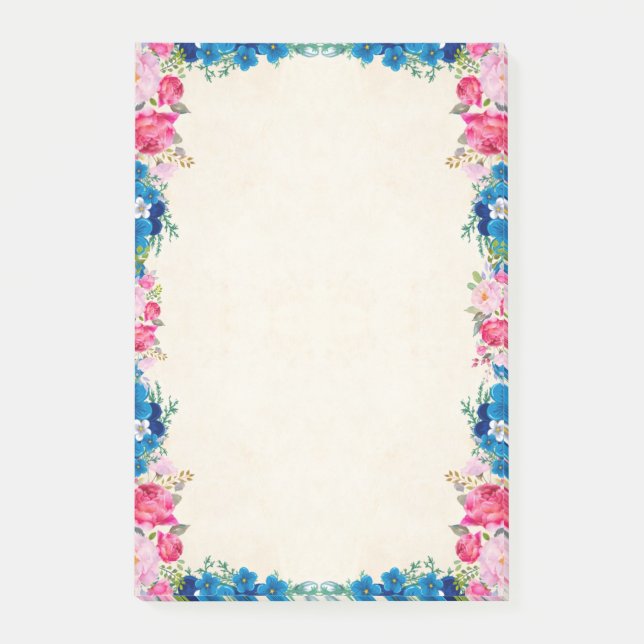 Post-it® Cadre rose et bleu Fleur Fleur Faisant (Devant)