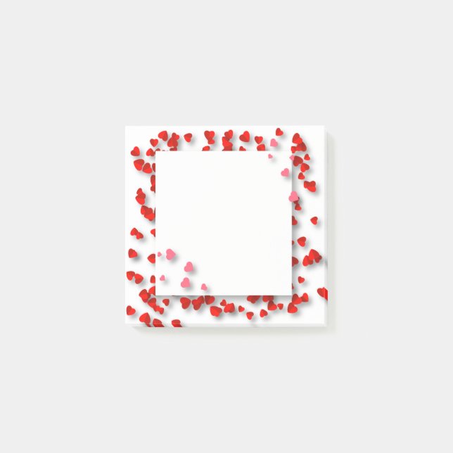 Post-it® Cadres Confetti Coeurs rouges de Saint-Valentin (Devant)