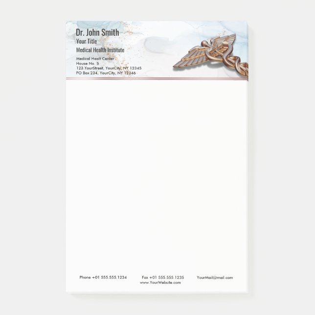 Post-it® Caduceus Copper Rose or Médicale Marbre de luxe  (Devant)