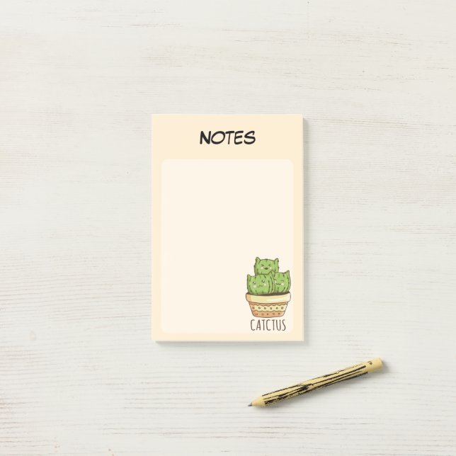 Post-it® Cahier de notes ligné avec cactus en pot botanique (Sur un bureau)