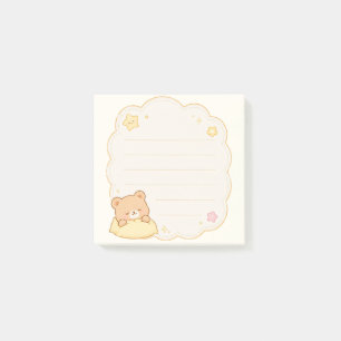 Post-it® Cahier de notes ours endormi mignon Kawaii nuages