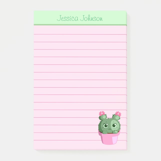 Post-it® Cahier personnalisé avec cactus mignon (Devant)