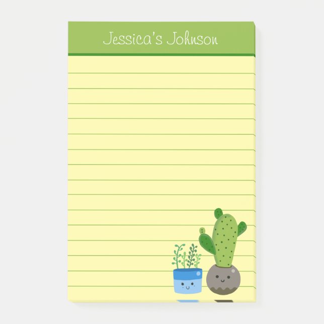 Post-it® Cahier personnalisé ligné pour amateurs de cactus  (Devant)