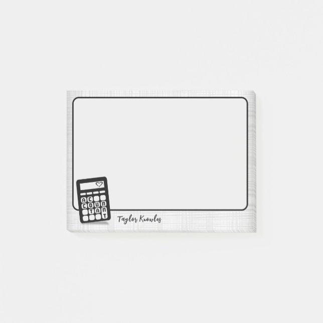 Post-it® Calculateur Comptable Coeur 4"x3" (Devant)