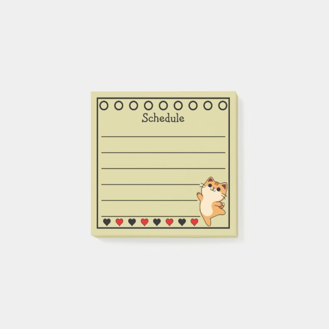 Post-it® Calendrier Chat Orange Gingembre Jaune (Devant)