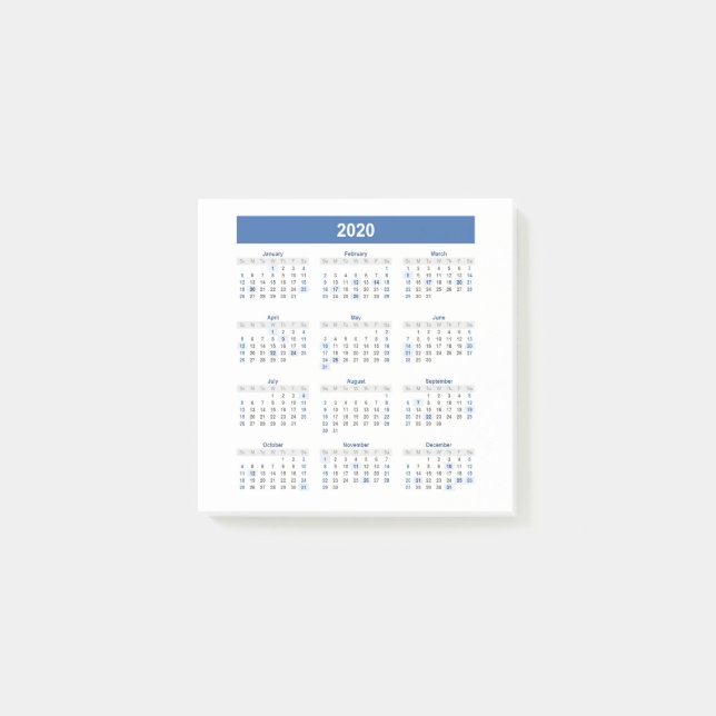 Post-it® Calendrier des années 2020 (Devant)