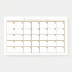 Post-it® Calendrier des notes collantes non datées - Tan