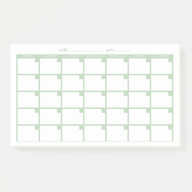 Post-it® Calendrier des notes collantes non datées - Vert c (Devant)