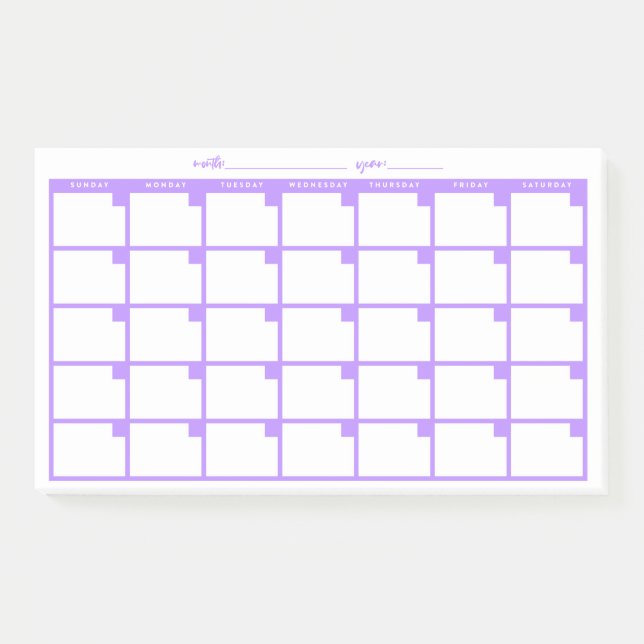 Post-it® Calendrier des notes rapides non daté - violet (Devant)