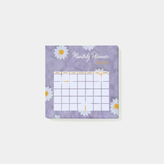 Post-it® Calendrier mensuel du planificateur floral pourpre (Devant)