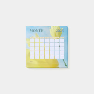 Post-it® Calendrier mensuel du planificateur jaune et bleu