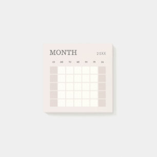 Post-it® Calendrier mensuel minimaliste beige