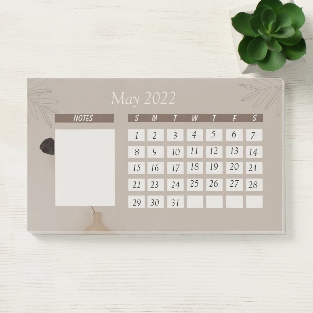 Post-it® Calendrier mensuel minimaliste Brown beige (Bureau)