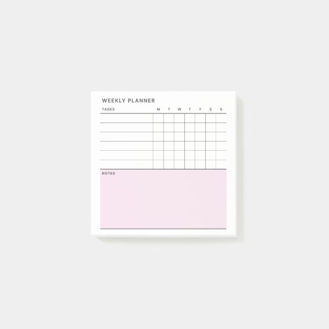Post-it® Calendrier minimaliste hebdomadaire simple (Devant)
