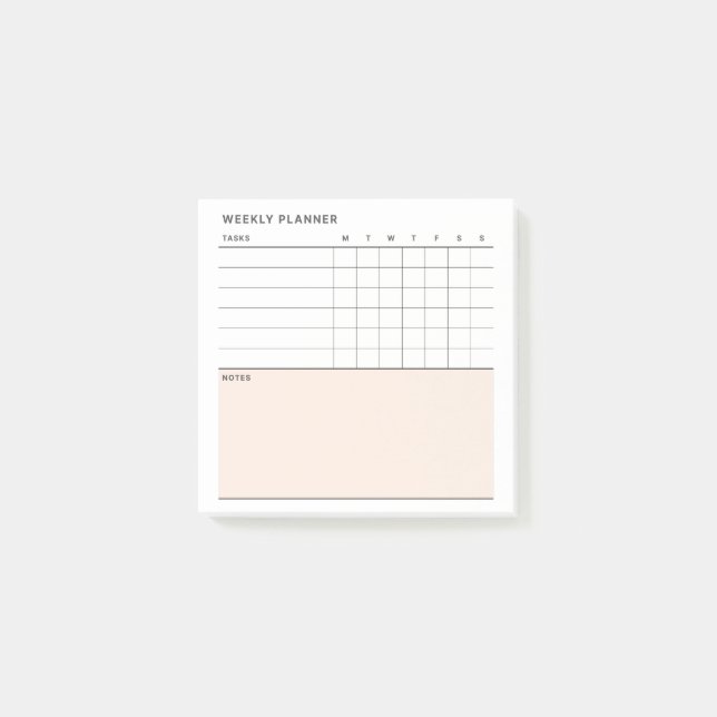Post-it® Calendrier minimaliste hebdomadaire simple (Devant)