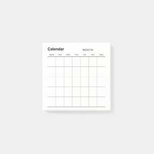 Post-it® Calendrier minimaliste mensuel simple