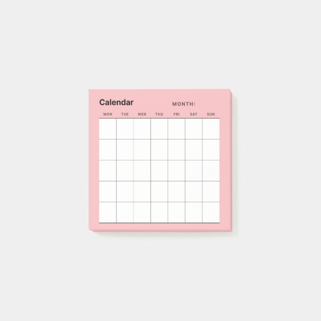 Post-it® Calendrier minimaliste mensuel simple (Devant)