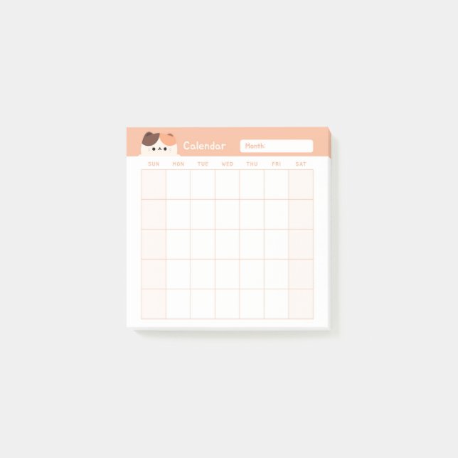 Post-it® Calendrier minimaliste mensuel simple (Devant)