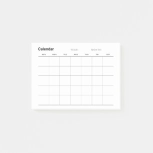 Post-it® Calendrier minimaliste mensuel simple