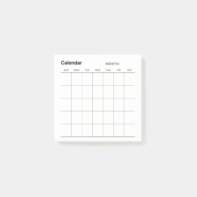Post-it® Calendrier minimaliste mensuel simple (Devant)