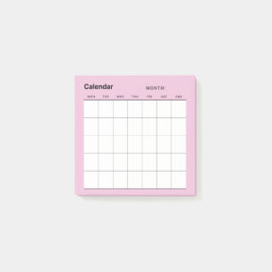 Post-it® Calendrier minimaliste mensuel simple