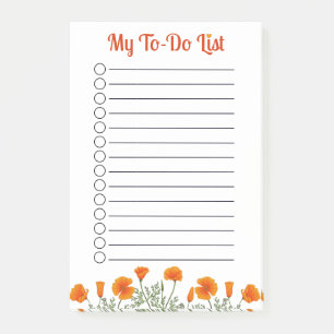 Post-it® California Poppy Bright Orange Flowers To Do List