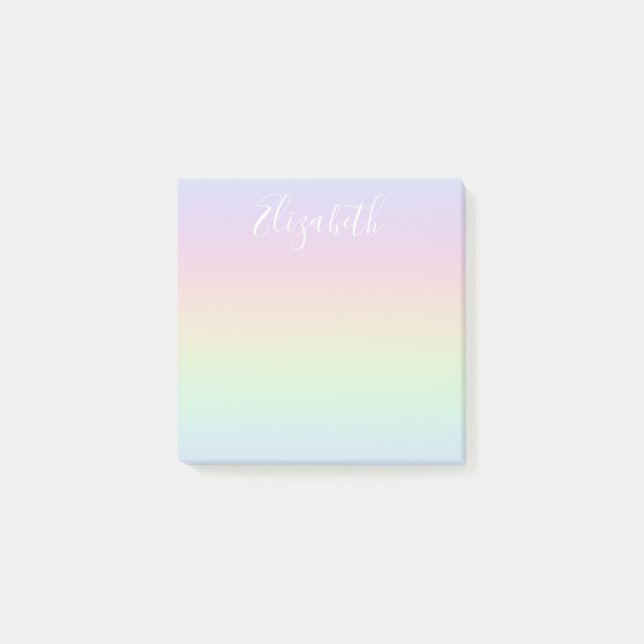 Post-it® Calligraphie blanche ombre arc-en-ciel pastel (Devant)