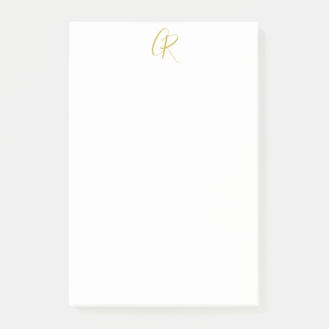Post-it® Calligraphie couleur or monogramme moderne minimal (Devant)