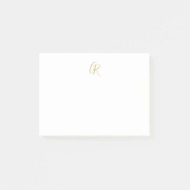 Post-it® Calligraphie couleur or monogramme moderne minimal (Devant)