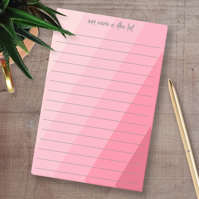 Post-it® Calligraphie simple avec rayures rétro - rose rose (Custom Post-it Note Pads - Add your name and other text)