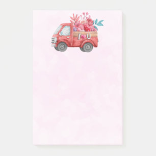 Post-it® Camion d'amour mignon avec Coeur Cargo Aquarelle