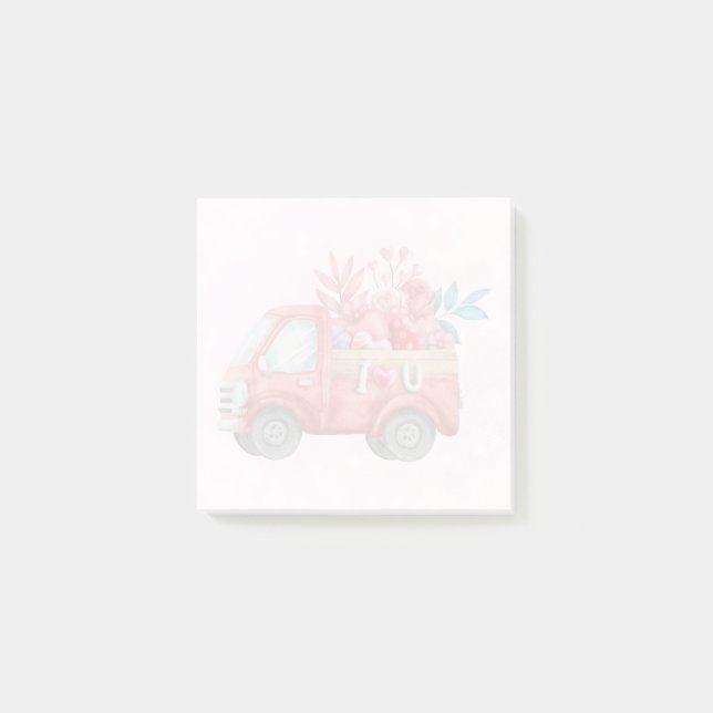 Post-it® Camion d'amour mignon avec Coeur Cargo Aquarelle (Devant)