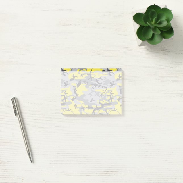 Post-it® Camo jaune et gris, Camouflage, Militaire, Armée (Bureau)