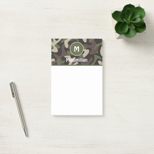 Post-it® Camouflage militaire Vert Motif Brown Personnalisé (Bureau)