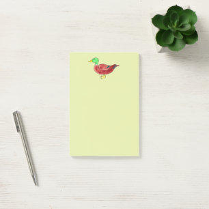 Post-it® Canard colvert tête verte aquarelle