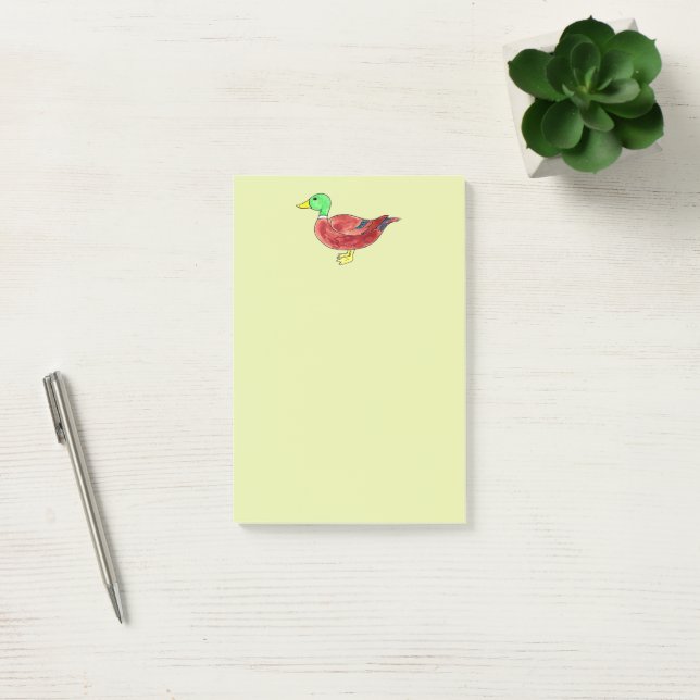 Post-it® Canard colvert tête verte aquarelle (Bureau)